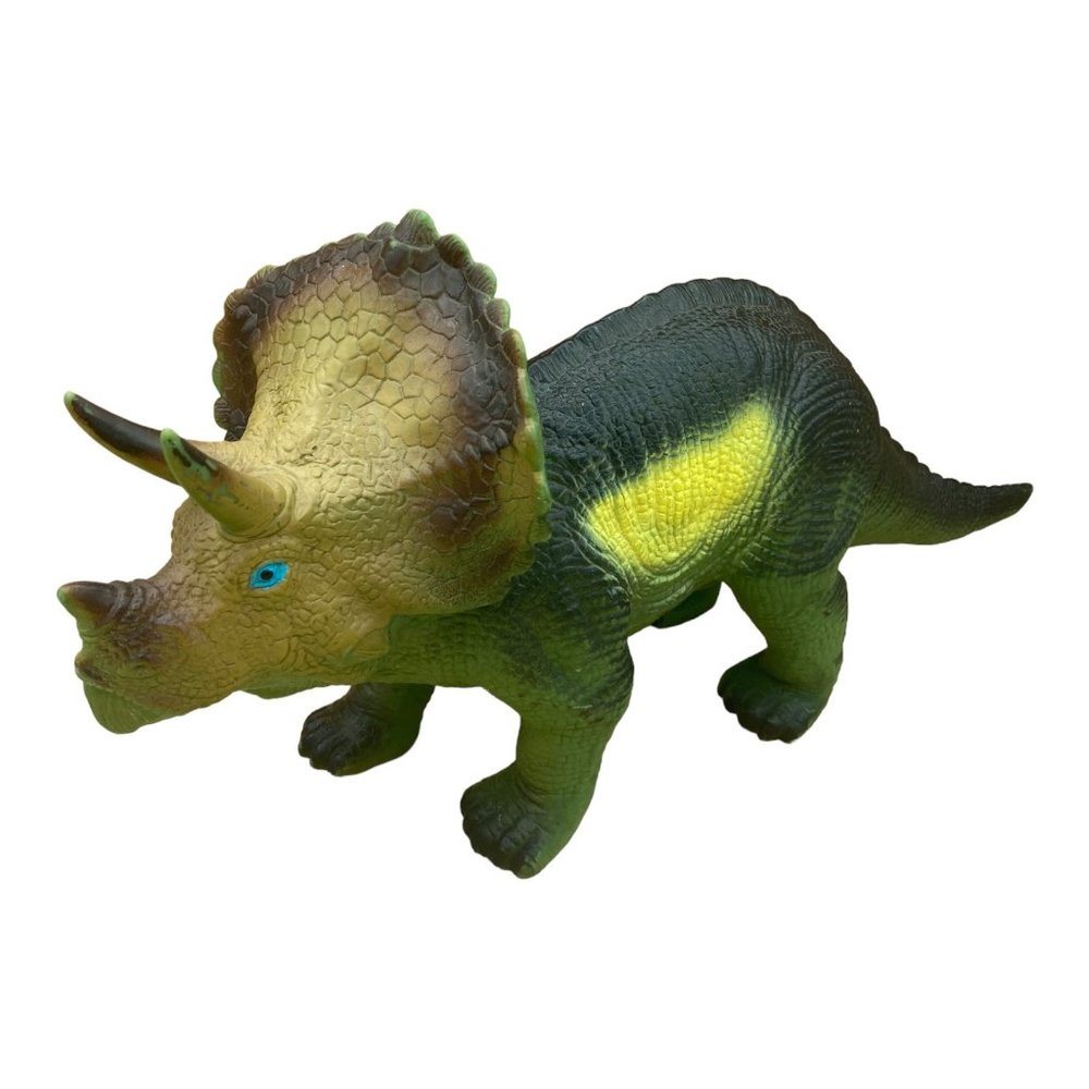 2005 Triceratops 18” Green Toy Major Rubber Dinosaur
